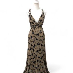 Roberto Cavalli Black & Gold Paisley Maxi Dress Size 44 | USA 8